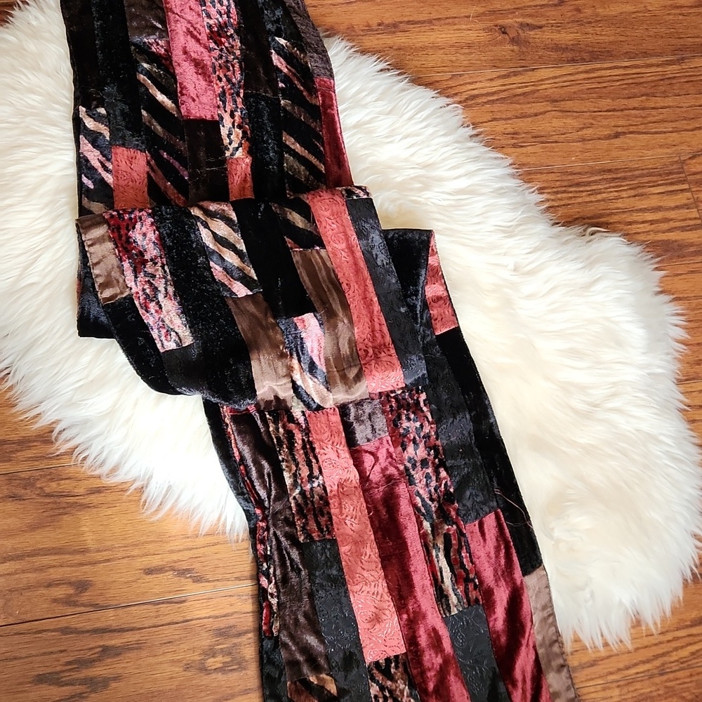 Chico's Vintage Animal Print Patchwork Velour Scarf - Picture 4 of 7